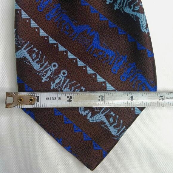 Artisan Vintage Tie Necklace Upcycled Faux Pearls Retro Brown Blue Dragonfly NEW - Picture 10 of 12